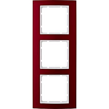 10133022 Рамка B.3 Красный / Полярная белизна 3-постовая вертикальная Berker фото